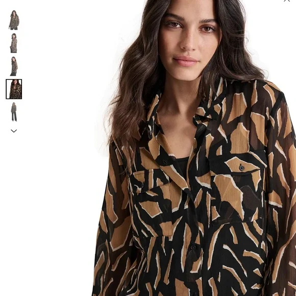 DKNY Women's Printed Button-Front Long-Sleeve Shirt - Picture 3 of 9